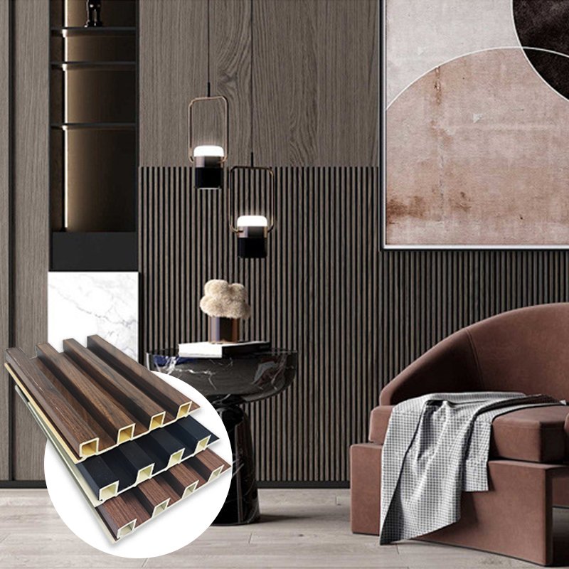 Indoor Ecological Wood Grain wpc pvc wall panels interior Bamboo With LED Light Wall Panel decoration board Concave convex panel