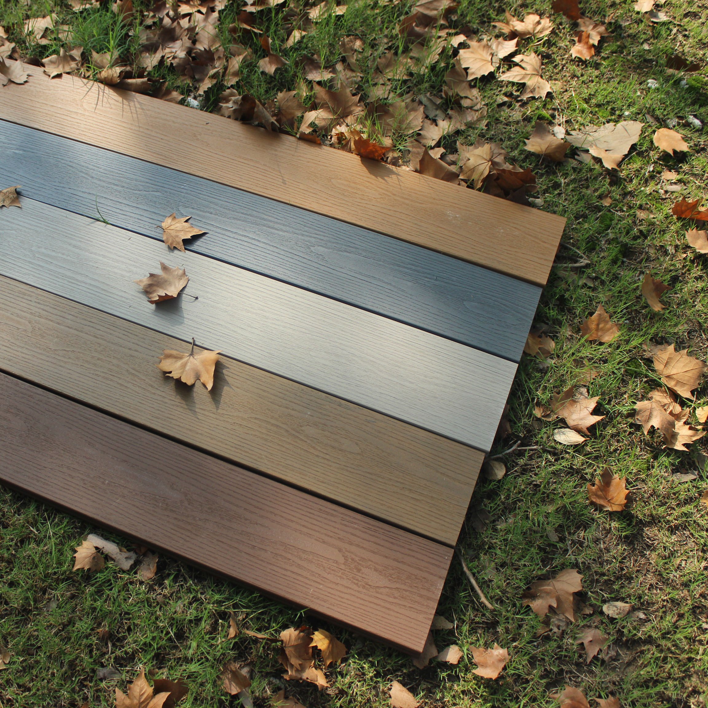 Factory Customized Deck Board Outdoor Composite Grooved Decking Board for House Stairs Outdoor Deck PVC Board