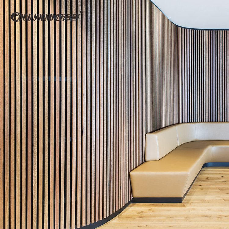 TianGe Wholesale Slotted Walnut Curved Polyester Decorative Acoustic Wooden Wall Soundproof Insulation Flexible Slat Panel