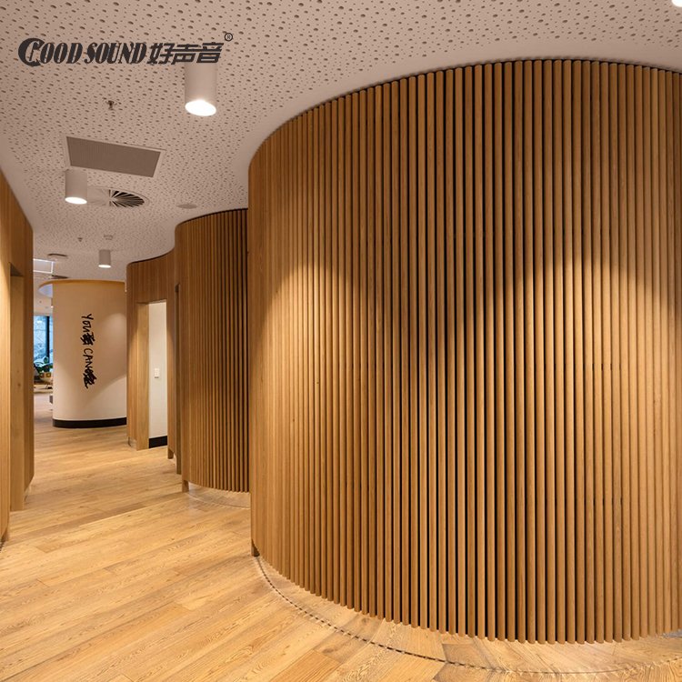 TianGe Wholesale Slotted Walnut Curved Polyester Decorative Acoustic Wooden Wall Soundproof Insulation Flexible Slat Panel