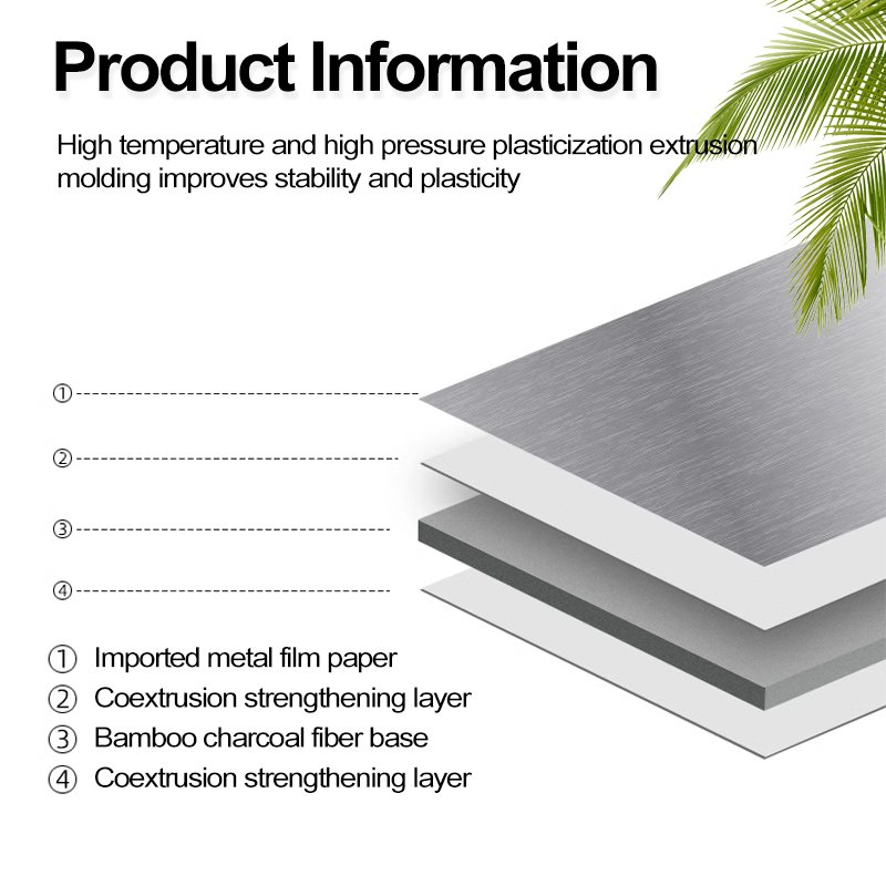 Modern Simple Interior Bamboo charcoal Wood Veneer Metal PVC Wall Panel Carbon crystal plate