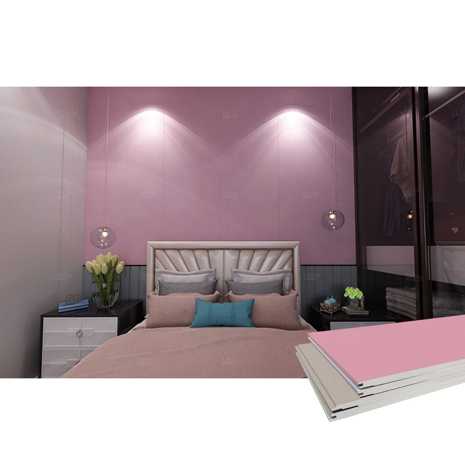 Indoor Hot Sale Wall Board Bedroom Pink Plastic WPC PVC Wall Panels