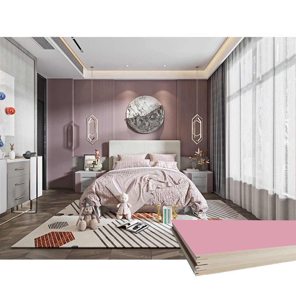 Indoor Hot Sale Wall Board Bedroom Pink Plastic WPC PVC Wall Panels