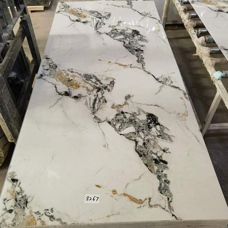 Made in China 4*8 Pvc Marble Sheet high glossy Interior Wall Panel Pvc Marble Sheet Marble Alternative Uv Wall Board