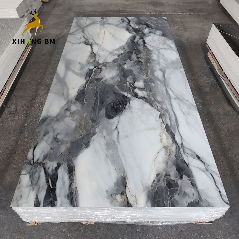 JSXH 1220x2440mm Pvc Plastic Wall Siding Panel Coating Uv Pvc Marble Alternative Pvc Ceiling Panel For Wall Decoration