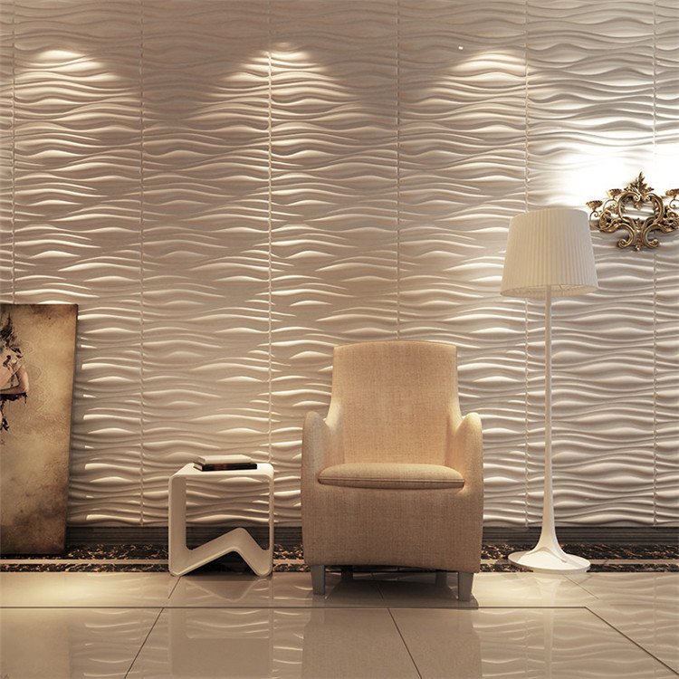 3D Board Decorative wall paneling tiles pvc wave design matt black 3d wall panels