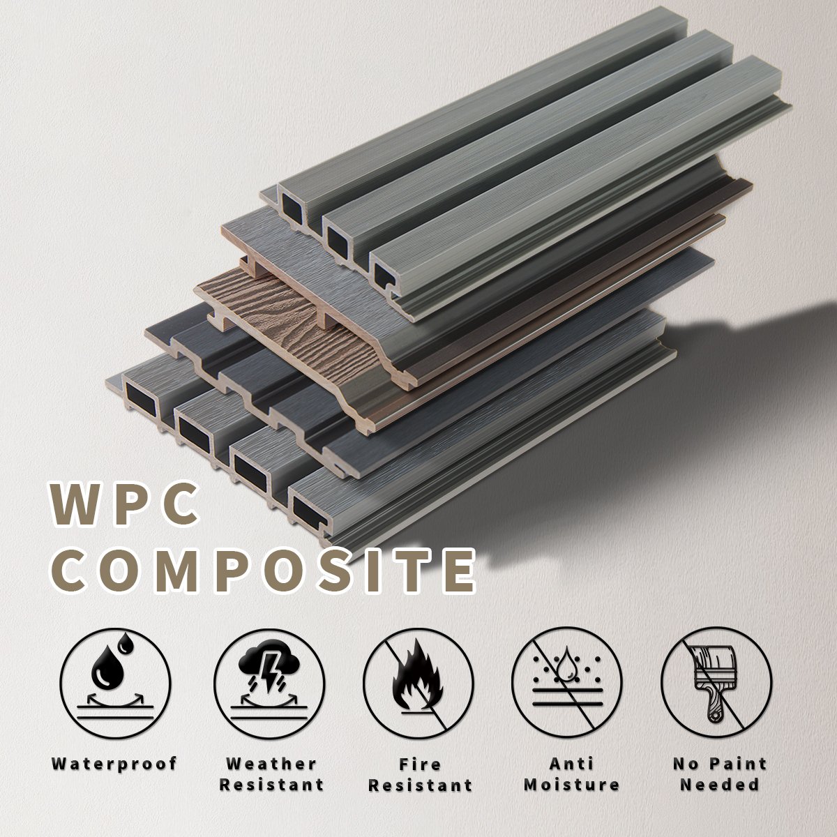 Foju Chian Eco-Friendly Decorative Interior And Exterior Wall Panels Wpc Wooden Wall Panel Boards Natural Wood Cladding