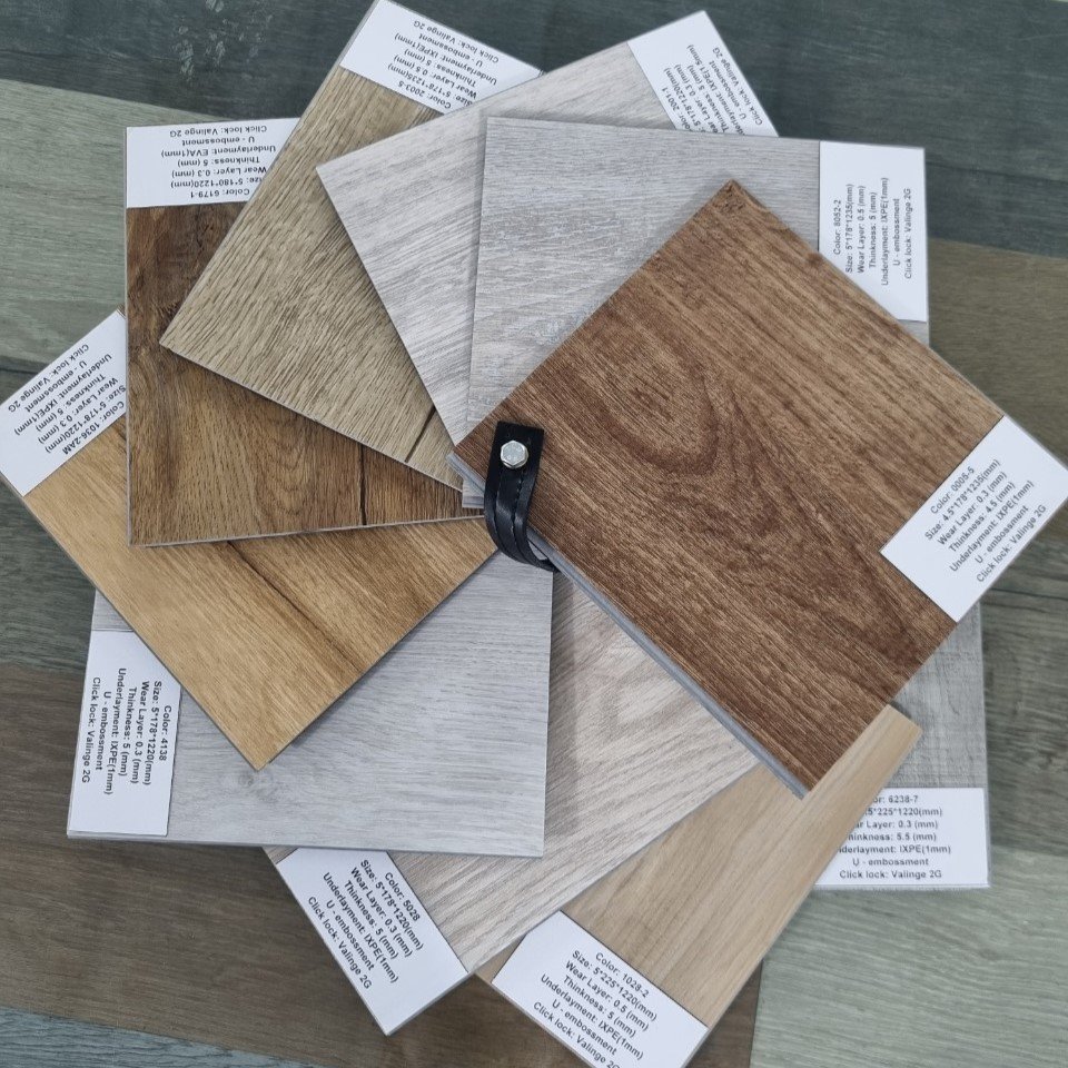SPC Vinyl Plank Factory Wood Grain Click Rigid Core Flooring Eco-Friendly Sound Absorbing Decking Outdoor Use Customized Sizes