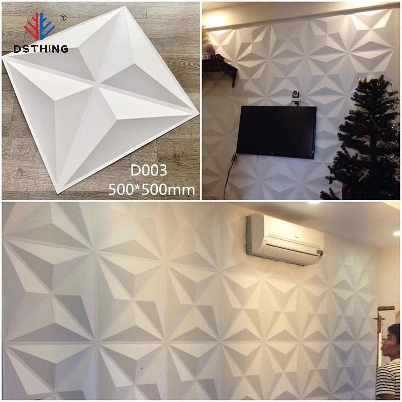 White Black Art 3d White Diamond Design PVC wall panel 3D Textures wall board