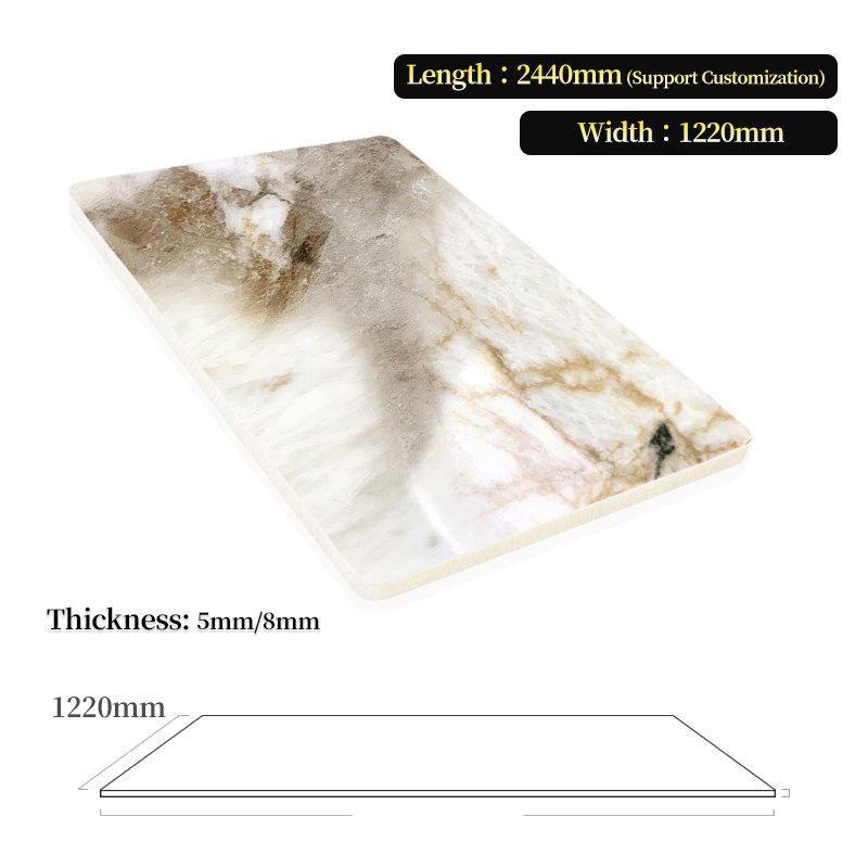 Luxury Wall Decor Modern High Gloss Marble Sheet Panel Bamboo Crystal Board
