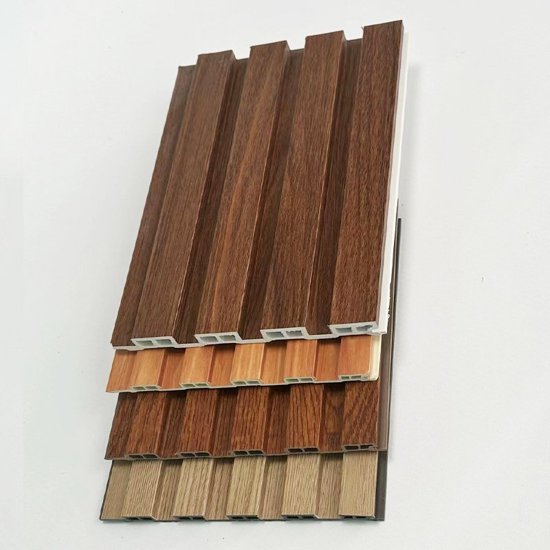 Indoor Ecological Wood Grain wpc pvc wall panels interior Bamboo With LED Light Wall Panel decoration board Concave convex panel