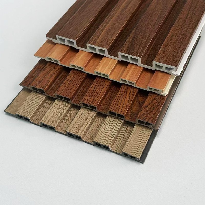 Indoor Ecological Wood Grain wpc pvc wall panels interior Bamboo With LED Light Wall Panel decoration board Concave convex panel