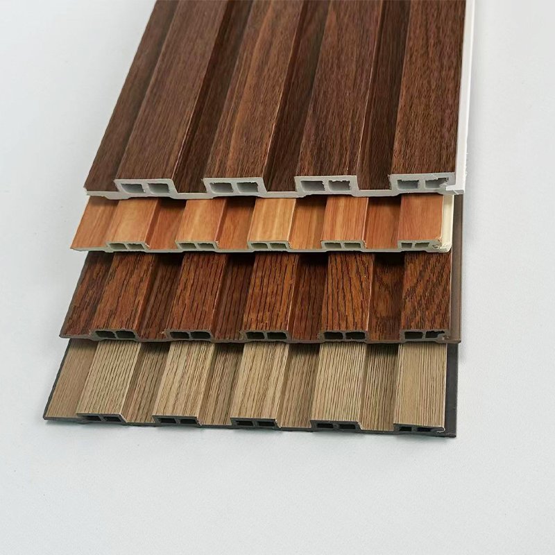 Indoor Ecological Wood Grain wpc pvc wall panels interior Bamboo With LED Light Wall Panel decoration board Concave convex panel
