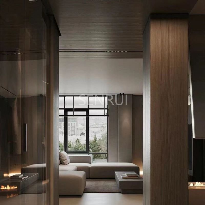 Modern and minimalist Roman column shaped suspended TV background wall bamboo charcoal wall panel carbon crystal board
