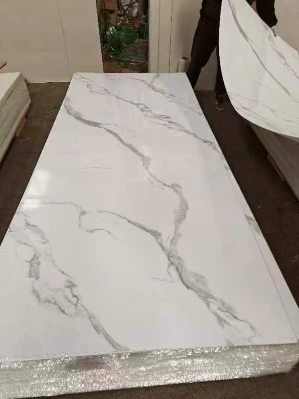 High Glossy Building Materials Waterproof Flat Indoor Wall Board PVC Marble Sheet