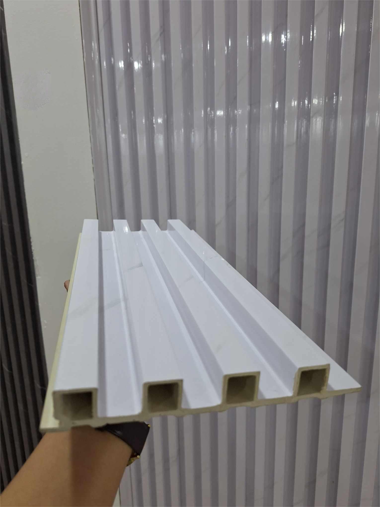 Waterproof Fireproof WPC Flat Wall Panel Great Wood Plastic Composite PVC Coating Cladding for Living Room Application