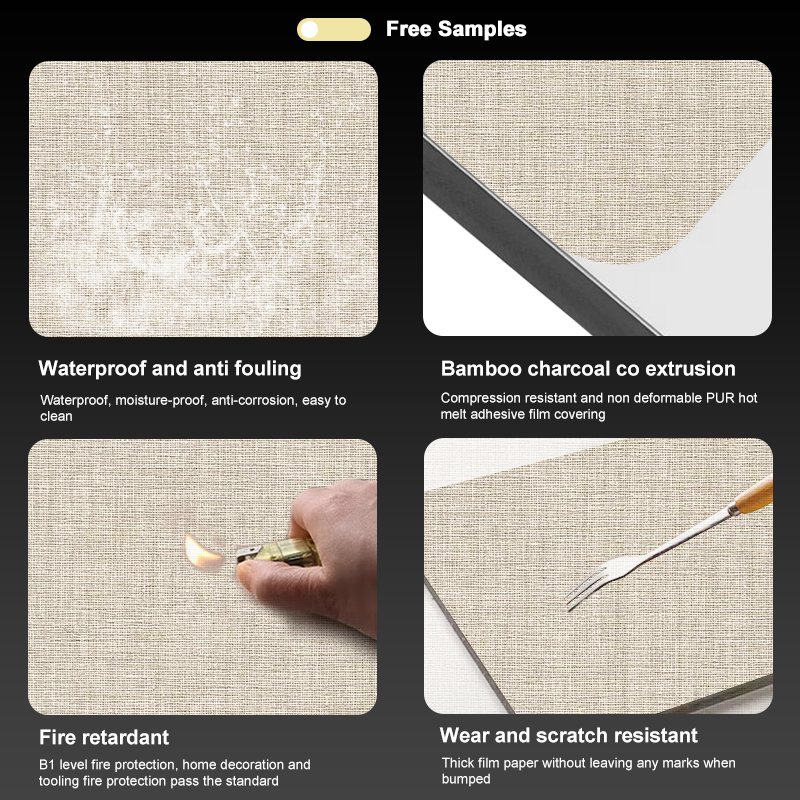 Hot Selling Product PVC Fabric Texture Wood Veneer Fireproof Wall Panels Wall Interior Board