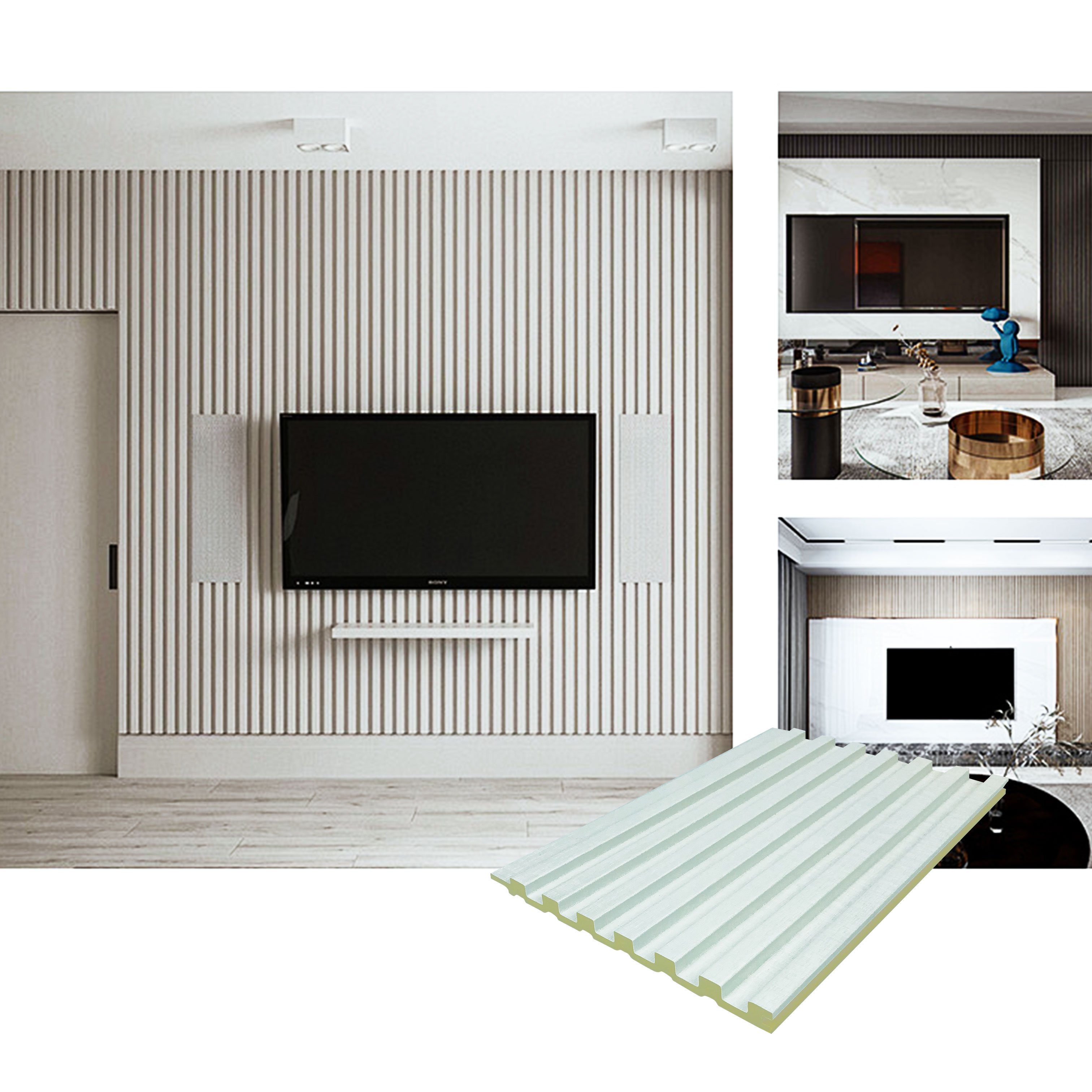 Reasonable Price 3D Wood Veneer Fluted Cladding Low Price WPC Decor Wall Panel Board For Indoor Tv Background Wall Decoration
