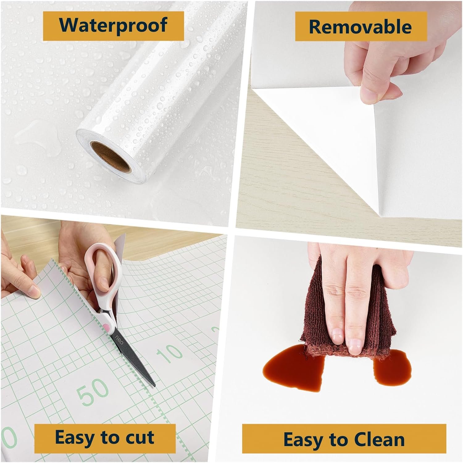 ORON DECO Modern White Color PVC Glitter Bathroom Wallpaper Glossy Self-Adhesive Peel and Stick Waterproof for Kitchen Use