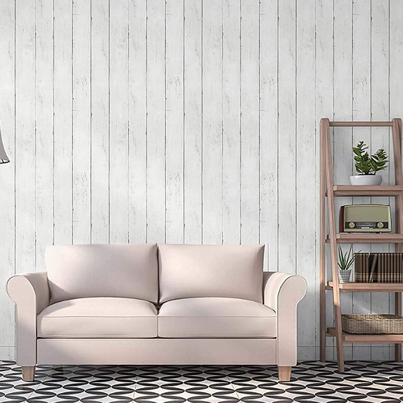Removable self adhesive decorative wood wallpaper roll waterproof white contact paper peel and stick for cabinet rustic bathroom