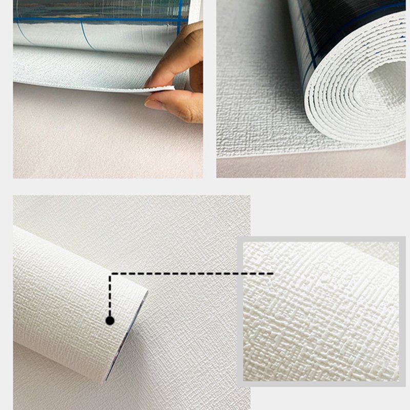 50*280Cm Insulation Anti-Collision Self-Adhesive 3D Flax Texture PE Foam Aluminized Roll Wall Sticker