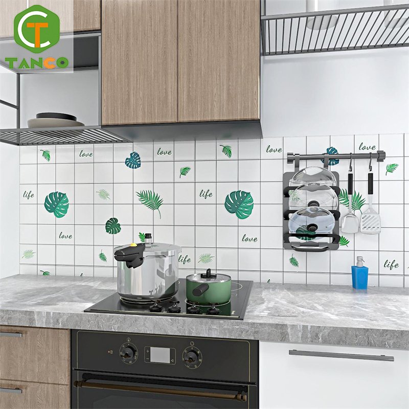 60cm oil-proof wallpaper carton metallic foil kitchen tile sticker for kitchen wall & furniture decor