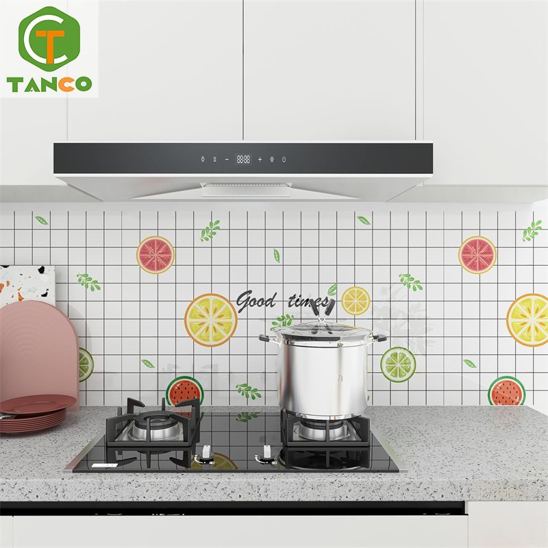 60cm oil-proof wallpaper carton metallic foil kitchen tile sticker for kitchen wall & furniture decor