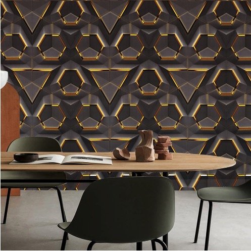 Bufu Modern 3D Emboss Wallpaper Geometric Metallic Wall Paper Contemporary Design Vinyl Wallpaper For Home Decoration