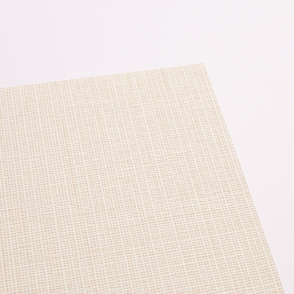 Simple modern plain light yellow Woven Fabric pattern PVC wallpaper rolls for Living Room Hotel