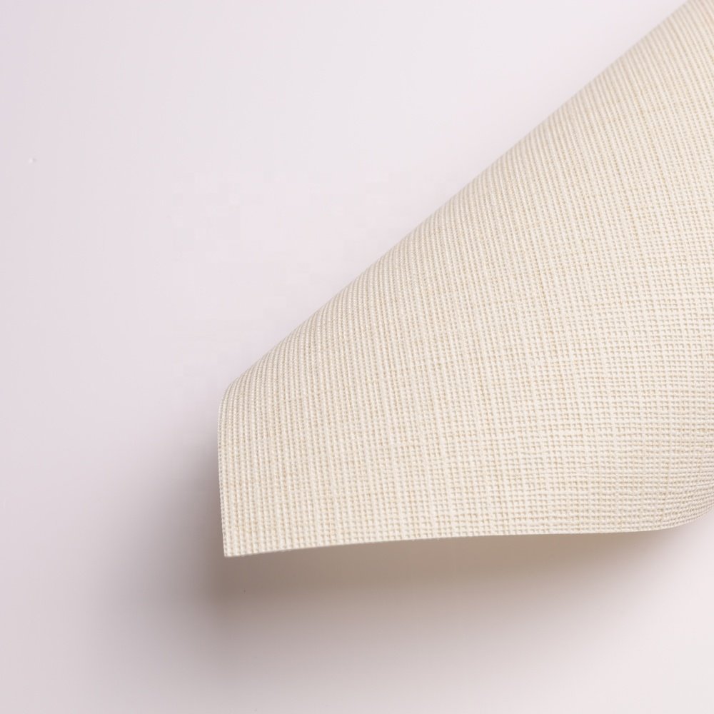 Simple modern plain light yellow Woven Fabric pattern PVC wallpaper rolls for Living Room Hotel