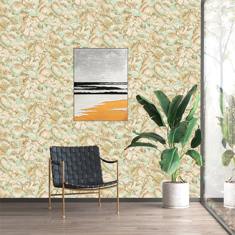 Tableau Decor Mural Salon Selfadhesive Wallpaper for Home Decorations Wall Wallpaper Glue Marble Green Gold