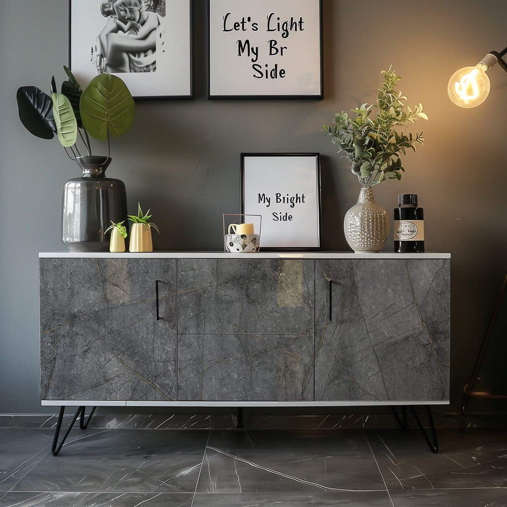 ORON DECO Glossy Dark Gray Vinyl Peel And Stick Wallpaper Self Adhesive Wall Paper Marble Sticker For Wall 23.5 inch x196.7inch