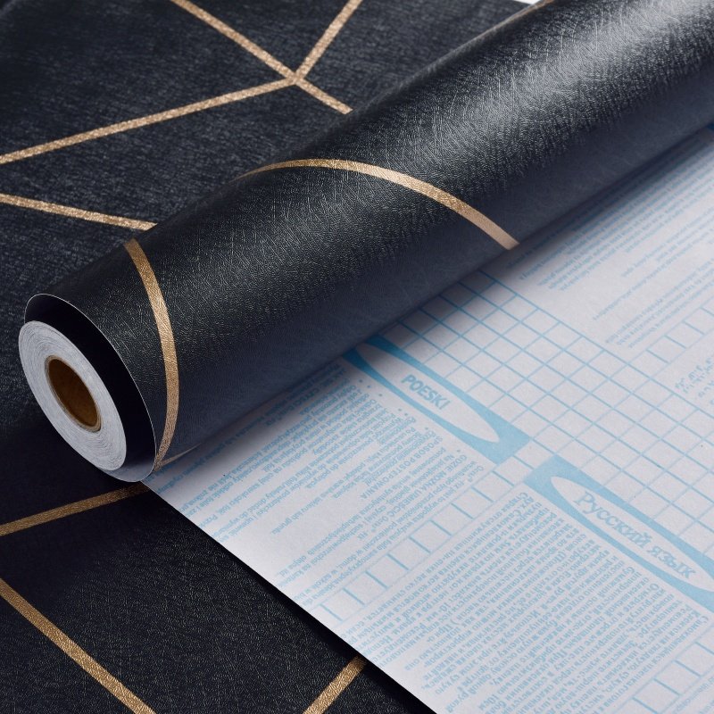 Modern Self-adhesive Black and gold stripes Pattern Waterproof Wallpaper for home and hotel wall decor