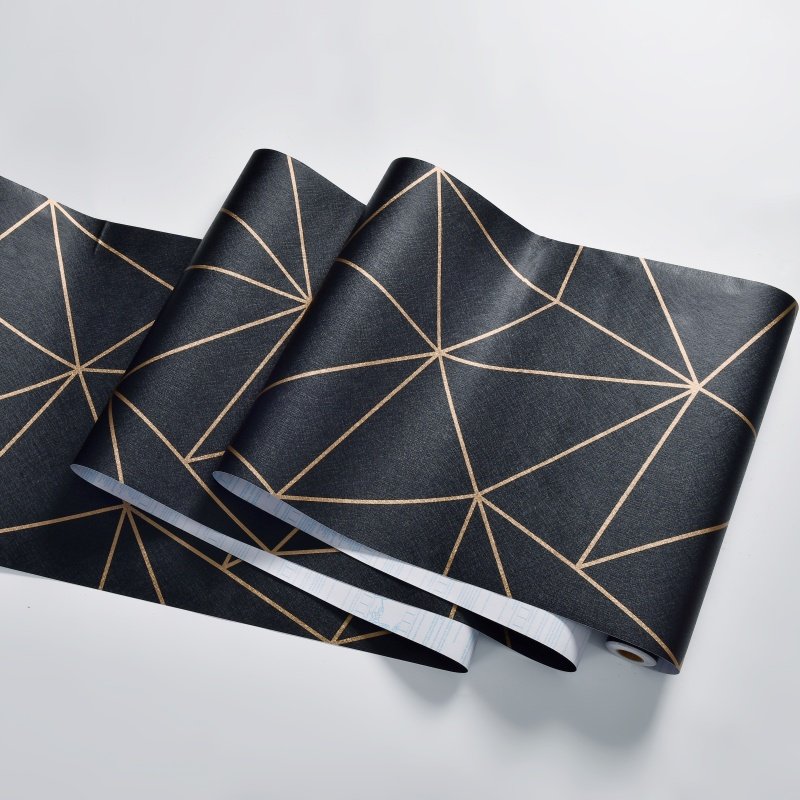 Modern Self-adhesive Black and gold stripes Pattern Waterproof Wallpaper for home and hotel wall decor