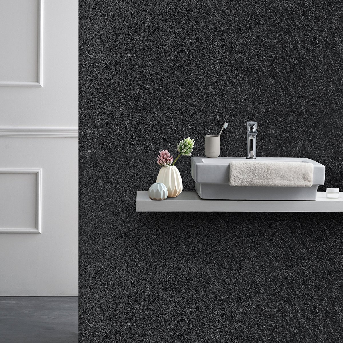Self adhesive, easy to clean, waterproof, retro black silk cloth background decorative wallpaper, home wallpaper