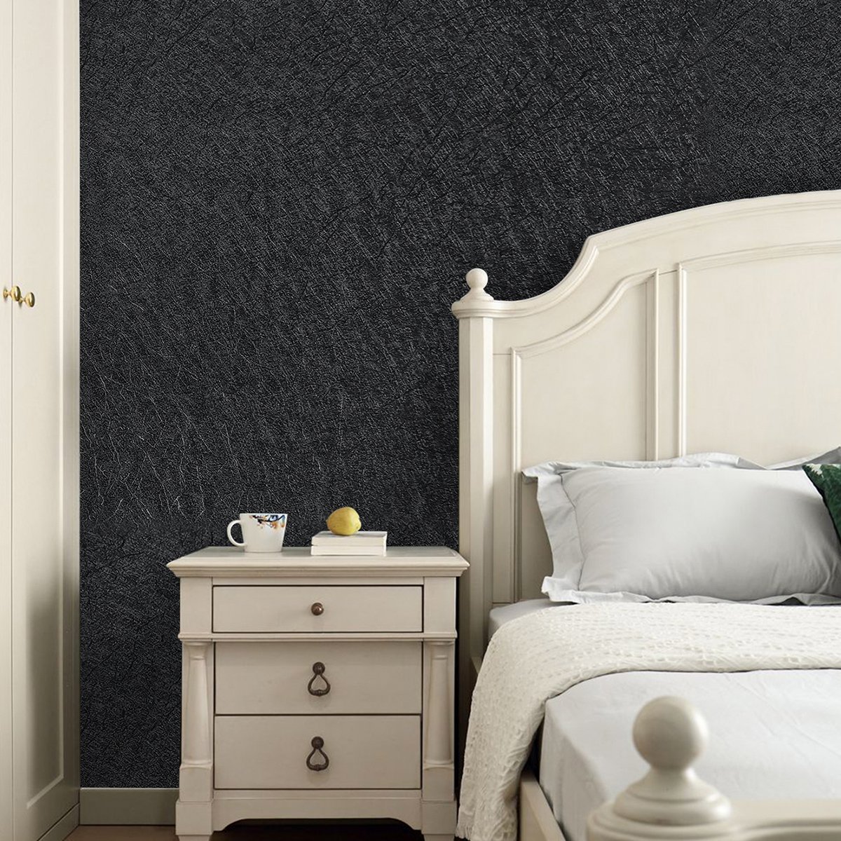 Self adhesive, easy to clean, waterproof, retro black silk cloth background decorative wallpaper, home wallpaper