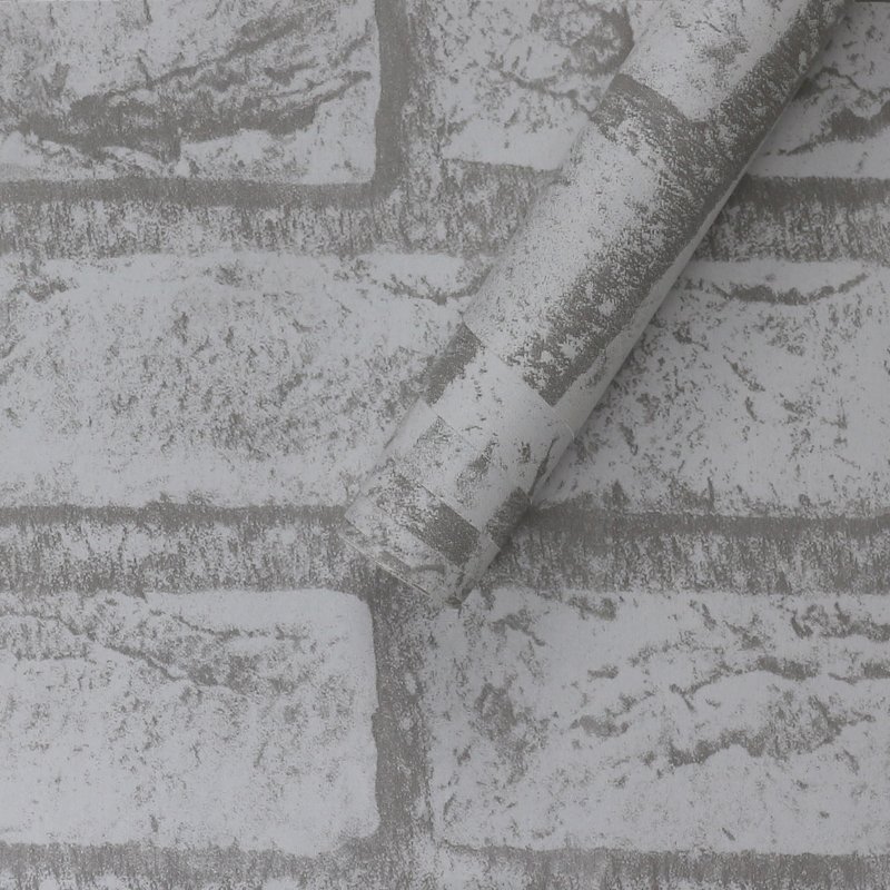 Self Adhesive Vintage White Brick Stone Texture Effect Removable Wallpaper Roll Vinyl PVC Wall Paper For Home Decor Countertops