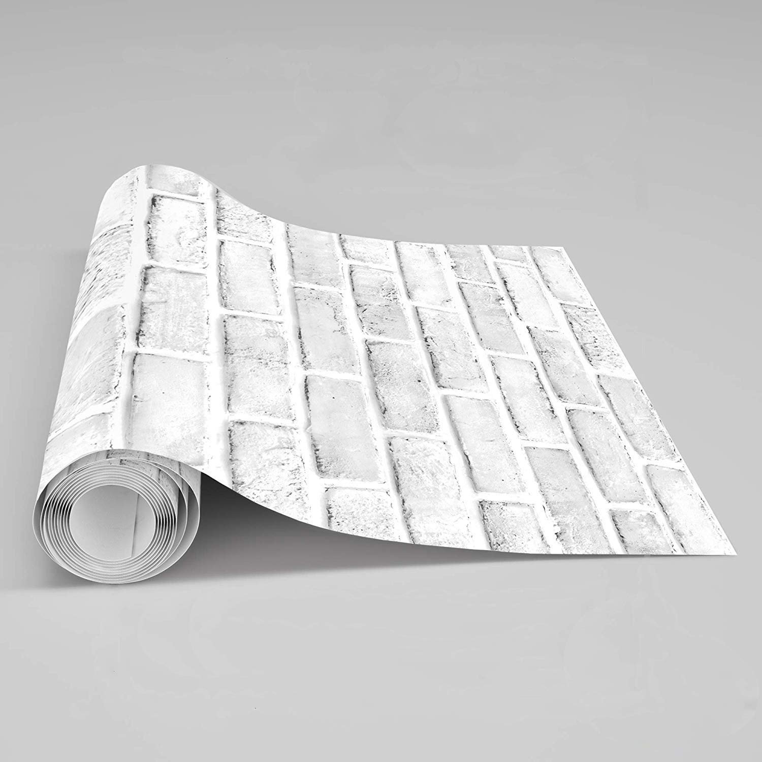 Self Adhesive Vintage White Brick Stone Texture Effect Removable Wallpaper Roll Vinyl PVC Wall Paper For Home Decor Countertops