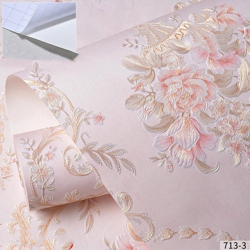 High Quality Pastoral Large Flower Relief Wallpaper Thickening Decoration Wallpaper for Living Room