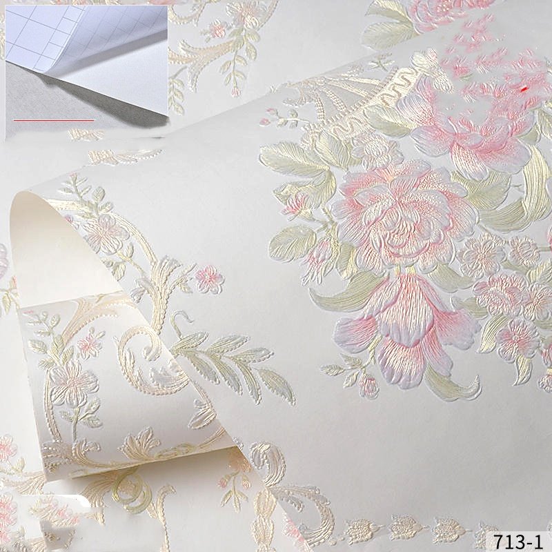 High Quality Pastoral Large Flower Relief Wallpaper Thickening Decoration Wallpaper for Living Room