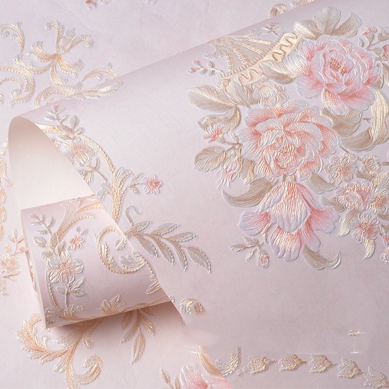 High Quality Pastoral Large Flower Relief Wallpaper Thickening Decoration Wallpaper for Living Room
