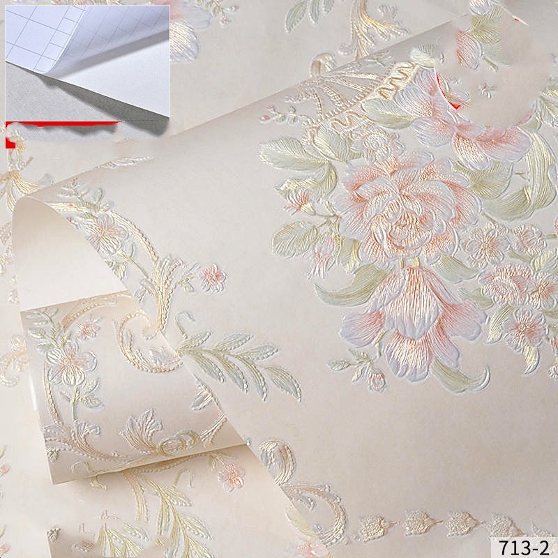 High Quality Pastoral Large Flower Relief Wallpaper Thickening Decoration Wallpaper for Living Room