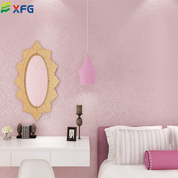 Pink white pvc 3d luxury modern wall sticker silk texture wallpaper rolls for bedroom living room deco waterproof film