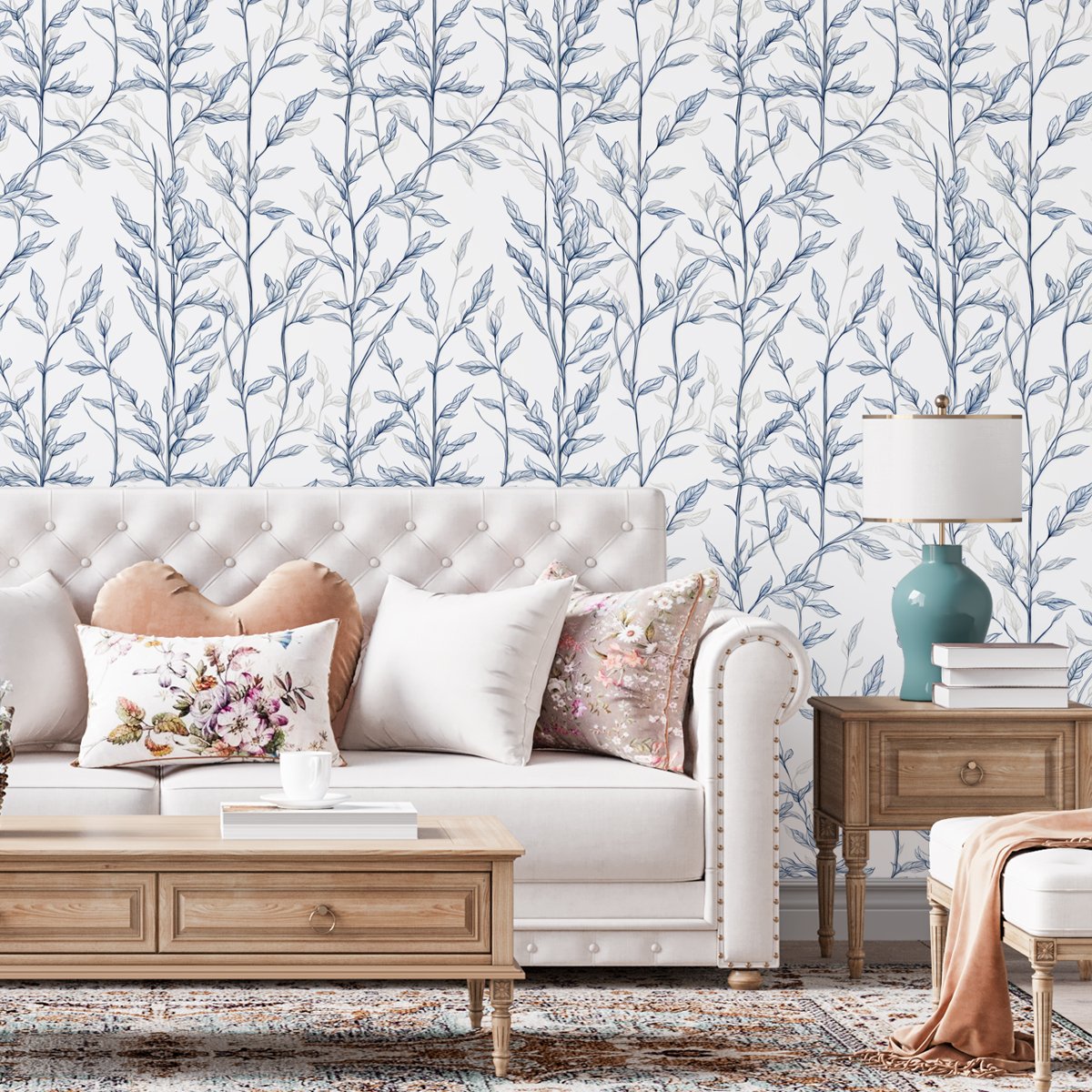 Factory waterproof stain proof sketch branch leaf room decoration PVC self-adhesive thick wallpaper