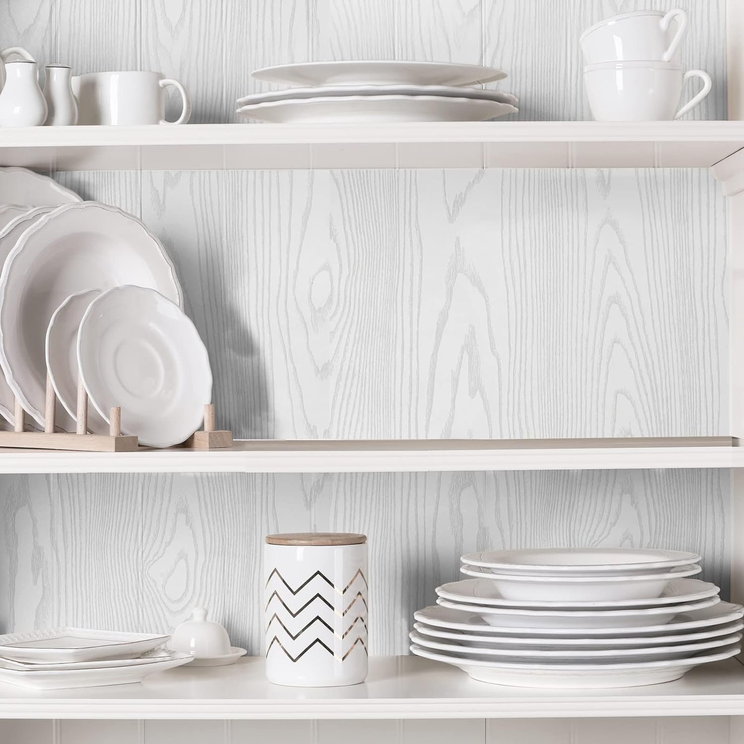ORON DECO Wholesale White PVC Self Adhesive Wood Grain Wallpaper Texture Design Wall paper Stickers for Home Decoration
