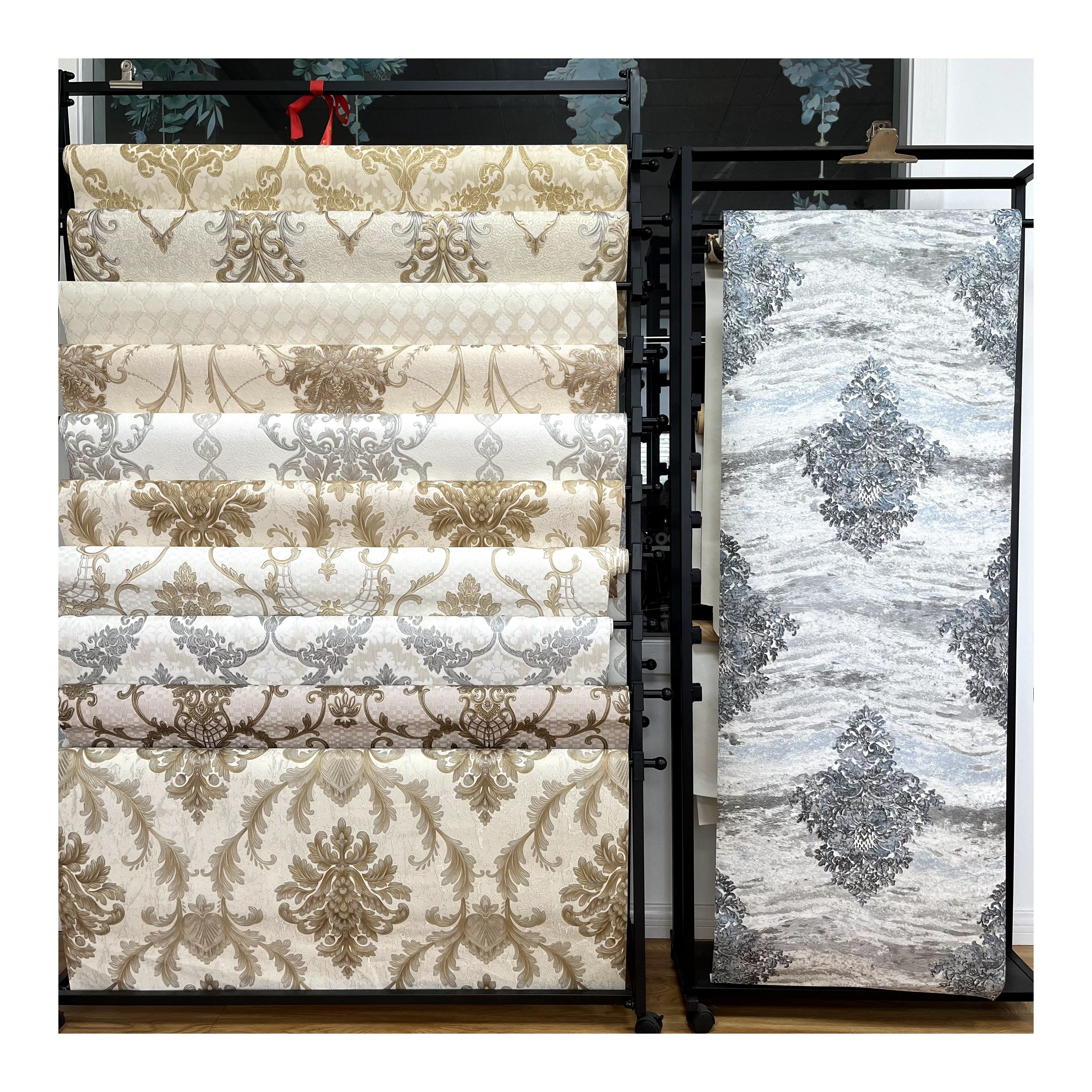 Interior design damask flower black wallpaper rolls, cheap price wholesale wallpaper home