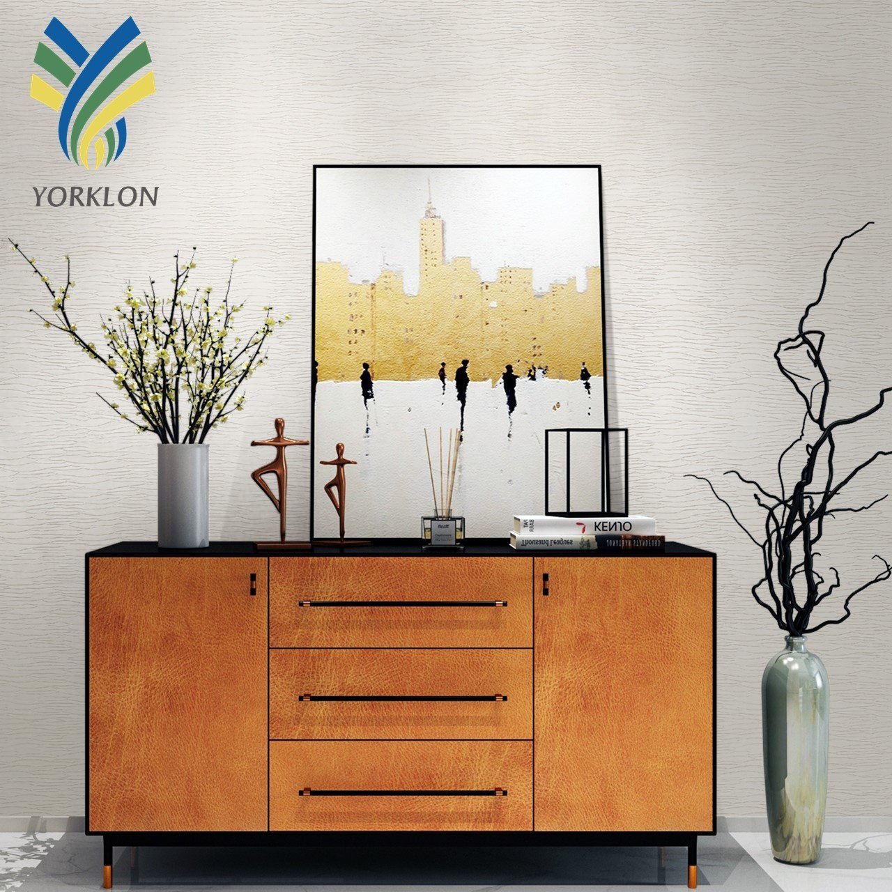 KF11 Modern Water Embossing Wallpaper Bedroom Textured Interior Designs PVC Wall paper Hotel Vinyl Contract Wallcovering