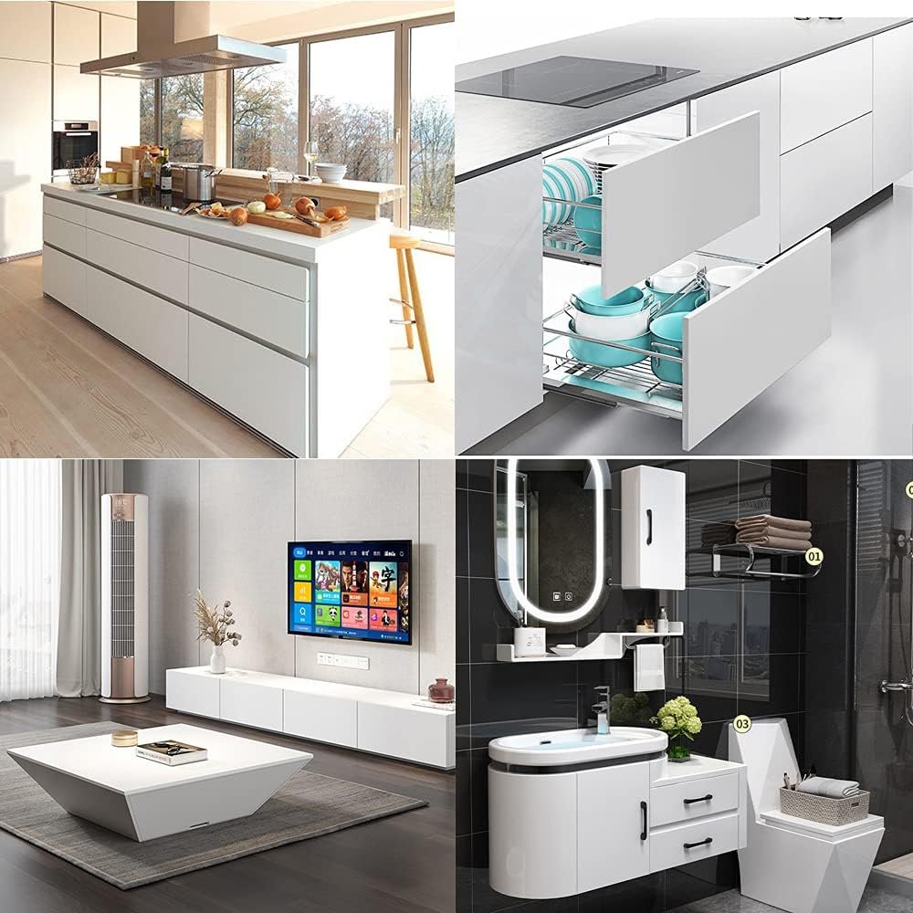 Glitter White Wallpaper peel and Stick Wallpaper Glossy Self Adhesive Vinyl Removable Waterproof Wallpaper for Kitchen Cabinet