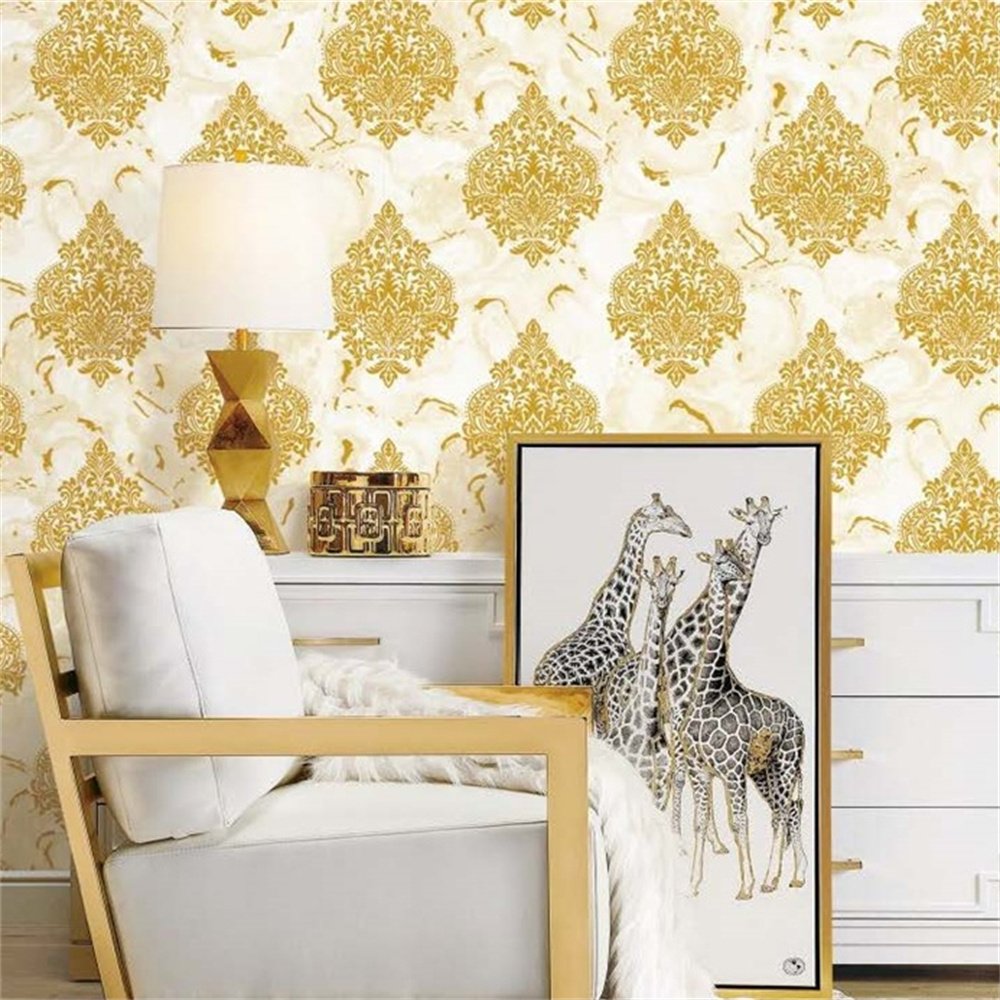 luxury 3d vinyl pvc flower european style wall paper for home European metal emboss wall paper