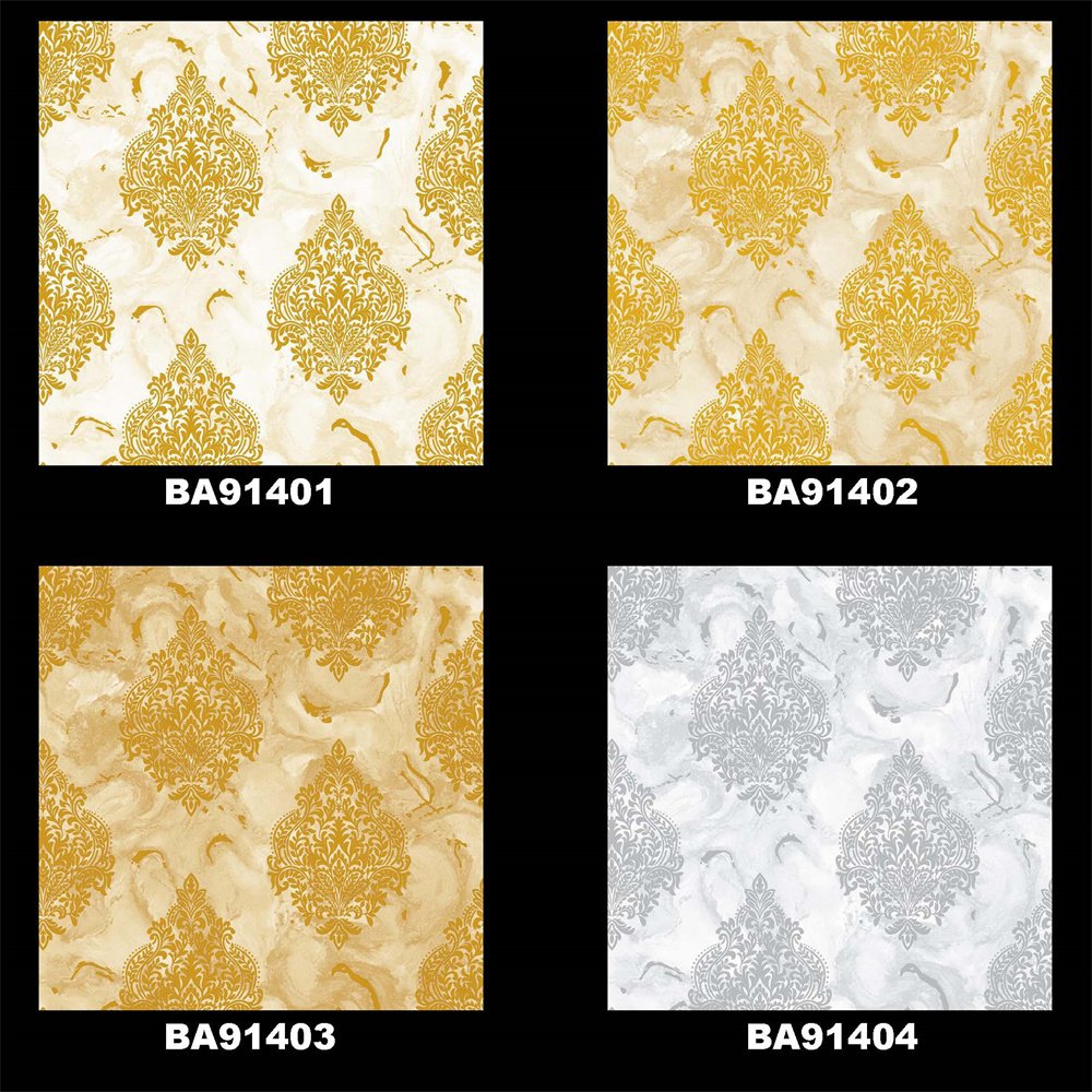 luxury 3d vinyl pvc flower european style wall paper for home European metal emboss wall paper